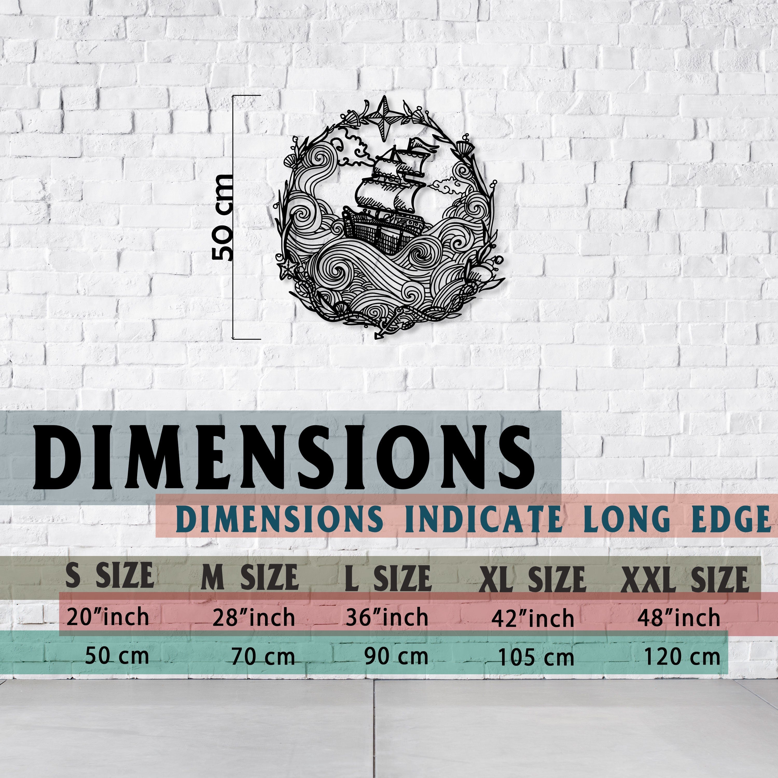 Wave Sailor Metal Wall Art - Beach House Decor - Unique Birthday Gift