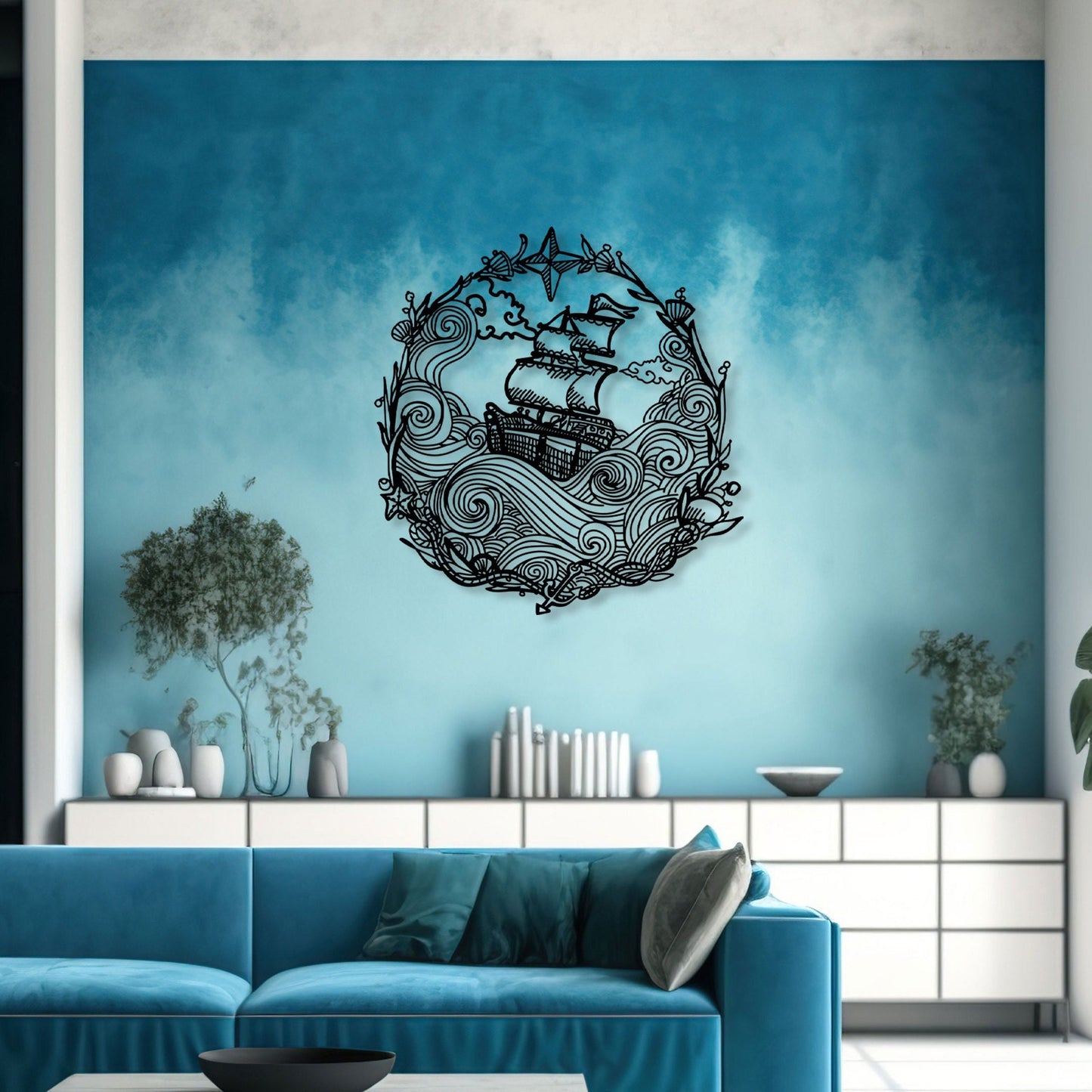 Wave Sailor Metal Wall Art, Bathroom Wall Decor, Sea Lovers Unique Birthday Gift, Beach Bar Wall Art, Bestseller Gift, Valentine's Day gift