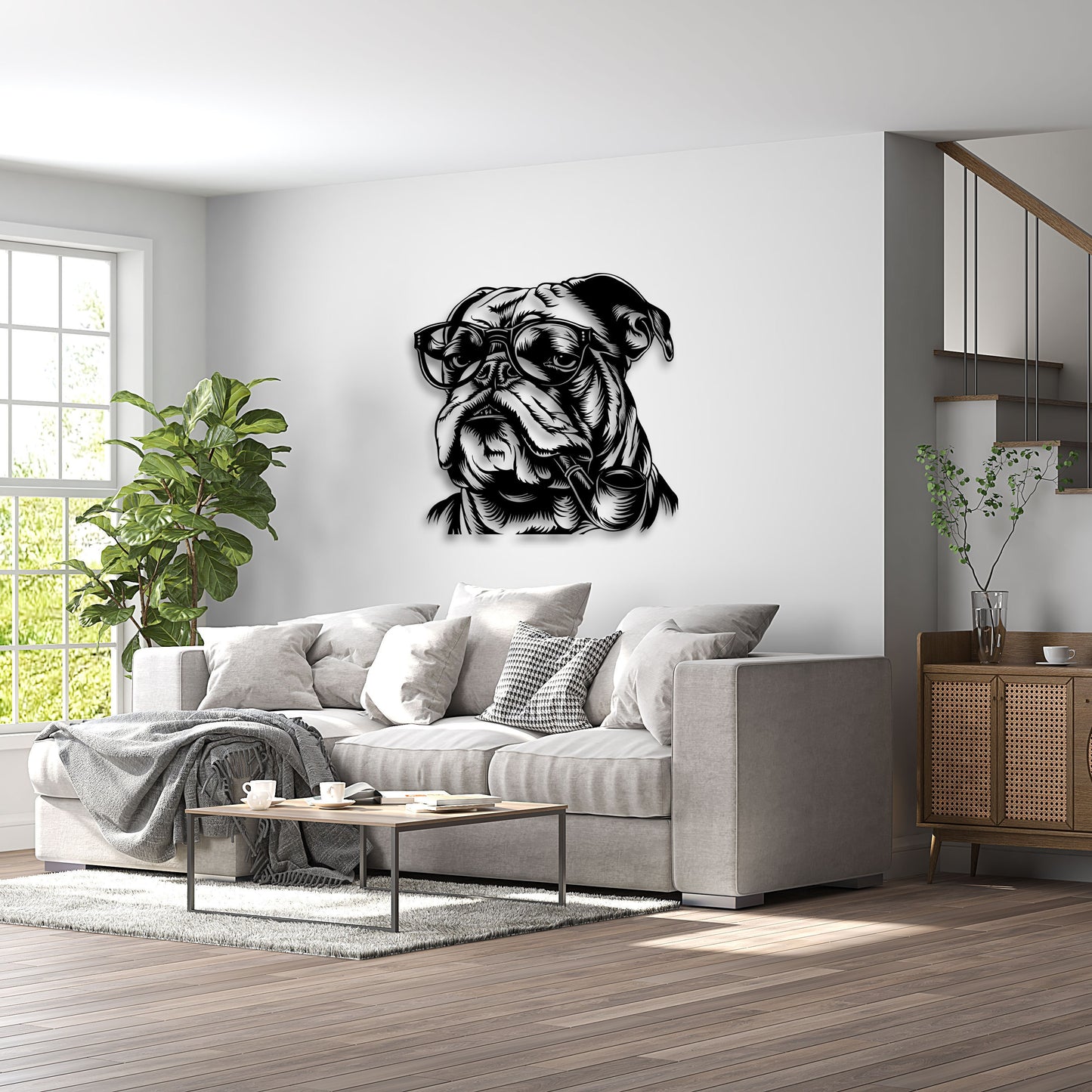 Bulldog Pipe Metal Wall Art, Big Boss Metal Wall Art, Dog Lovers Unique Birthday Gift, Gift for Her, Bedroom Metal Wall Art, Bar Metal Sign
