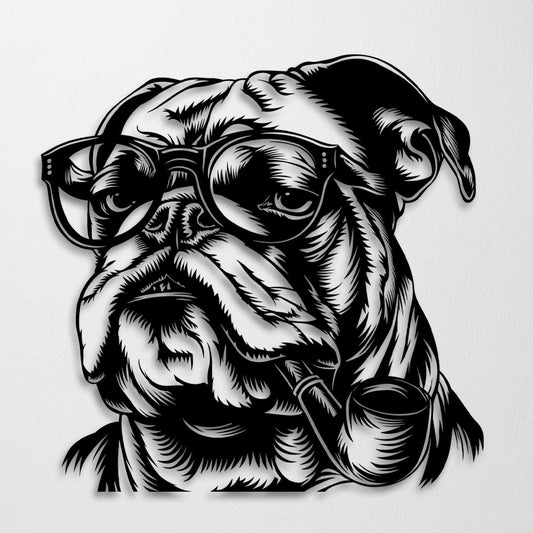 Bulldog Pipe Metal Wall Art, Big Boss Metal Wall Art, Dog Lovers Unique Birthday Gift, Gift for Her, Bedroom Metal Wall Art, Bar Metal Sign