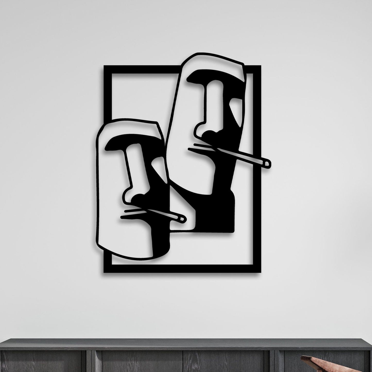 Man Smoking Abstract Metal Wall Art, Picasso Style People Metal Home Decor, Man Cave Metal Gift, Unique Birthday Gift, Valentine's Day Gift