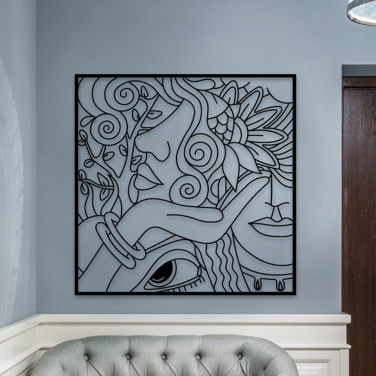 Beauty Center Decoration, Faces Metal Wall Art, Abstract Metal Line Art, Office Decor, Housewarming, Gift for Her, Valentine's Day Gift