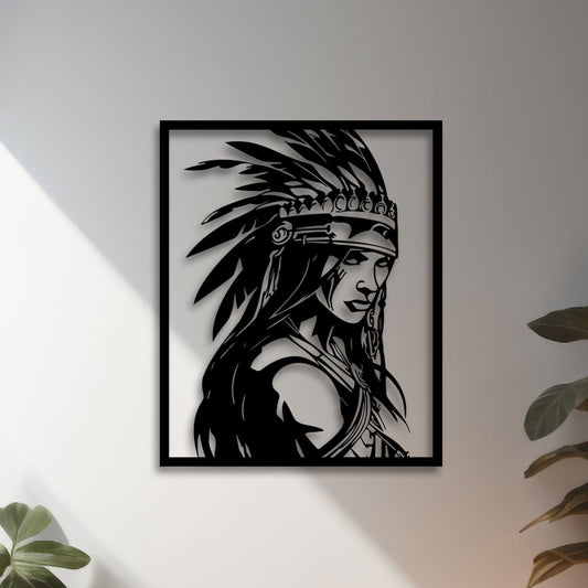 Woman Tribal Chief Metal Wall Art, The Woman King Metal Wall Art, iconic Metal Wall Decor, Gift for Her, Native Metal Wall Art, Easy to Hang