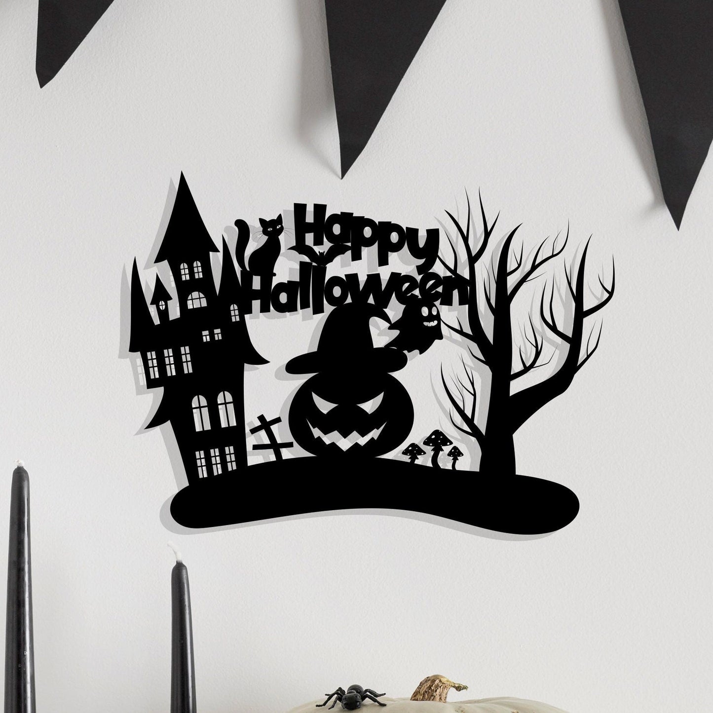 Halloween Metal Wall Art, Happy Halloween Pumpkin Metal Wall Decor, Unique Halloween Porch Metal Wall Art, Gift for him, Housewarming Gift