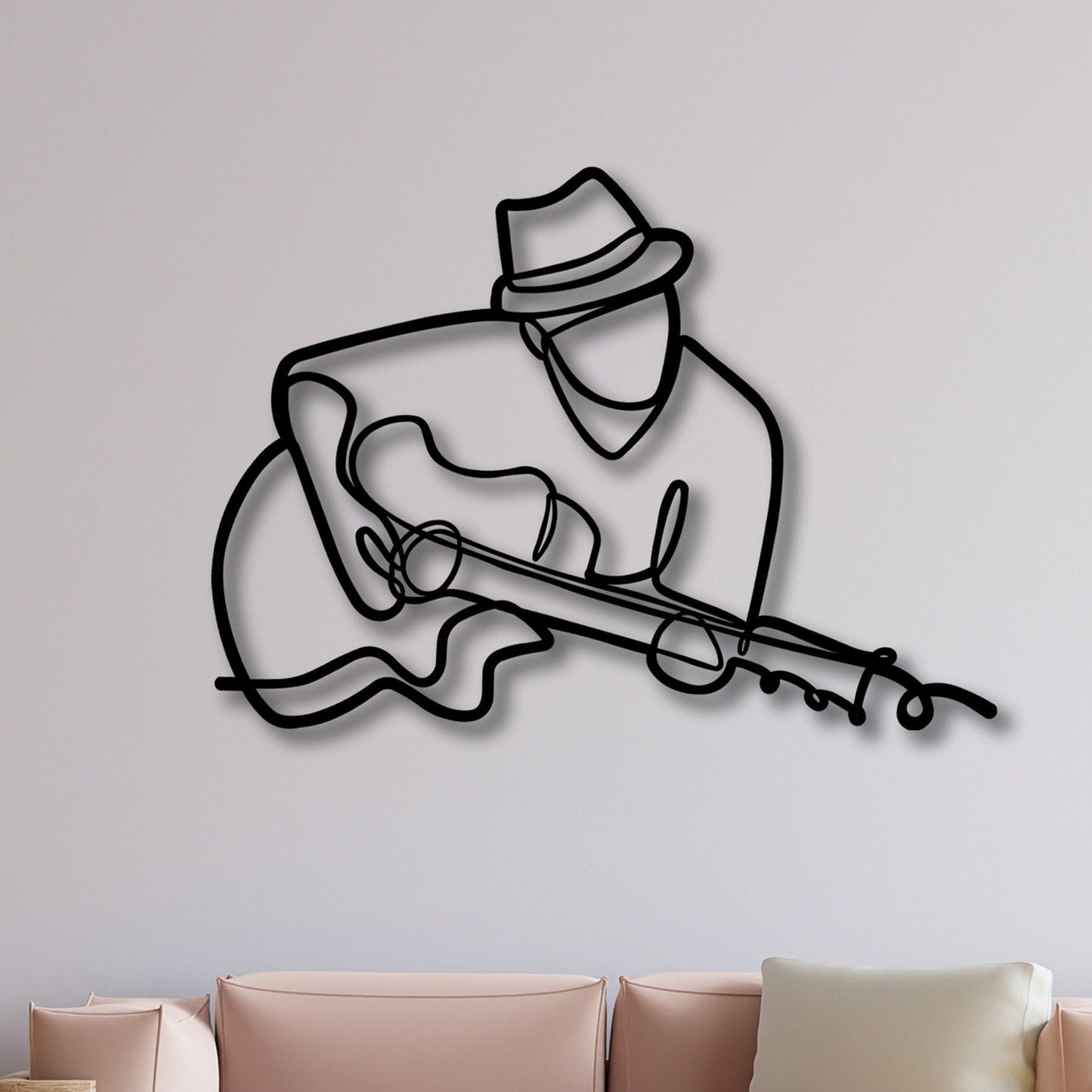 Guitar Metal Line Wall Art, Line Art Metal Guitarist, Musicians Lovers Gift, Rock n Roll Metal Art, Music Room Decor, Valentine's Day Gift