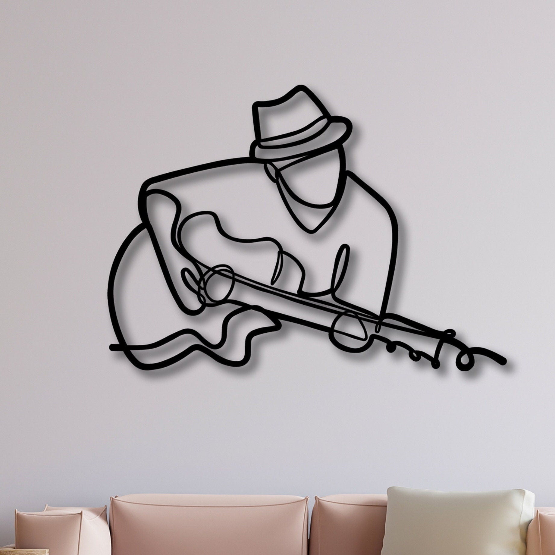 Guitar Metal Line Wall Art, Line Art Metal Guitarist, Musicians Lovers Gift, Rock n Roll Metal Art, Music Room Decor, Valentine's Day Gift
