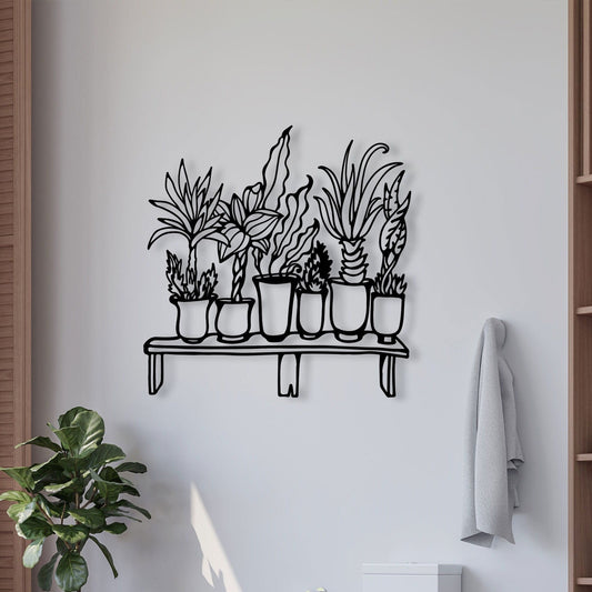 Flowers in Pot Metal Wall Art, Kitchen Metal Wall Decor, Headboard Metal Wall Art, Flower Lovers Unique Birthday Gift, Valentine's Day Gift