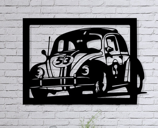Beetle Metal Wall Art, Car Lovers Unique Metal Wall Decor, Garage Metal Wall Sign, Easy to Hang, Beetle Fans Birthday Gift, Bedroom Wall Art