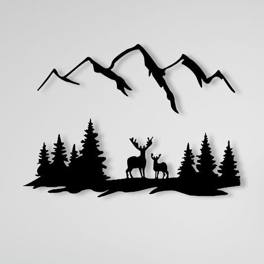 Mountain Forest Metal Wall Art, Kitchen Metal Wall Decor, Mountain Metal Wall Decor, Forest Lover Gift, Unique Birthday Gift, Gift for him