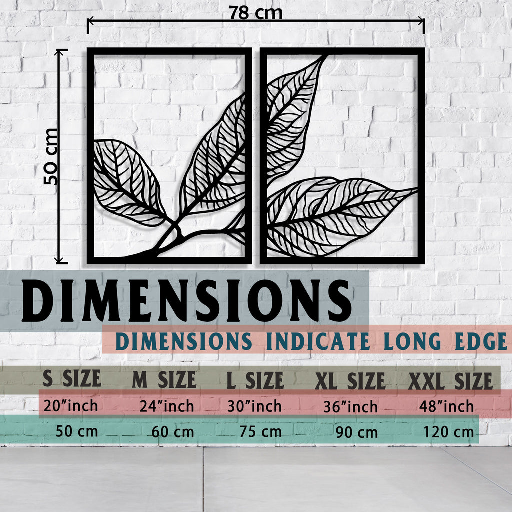 Modern Leaf Metal Wall Art - Yoga Room Decor - Unique Birthday Gift