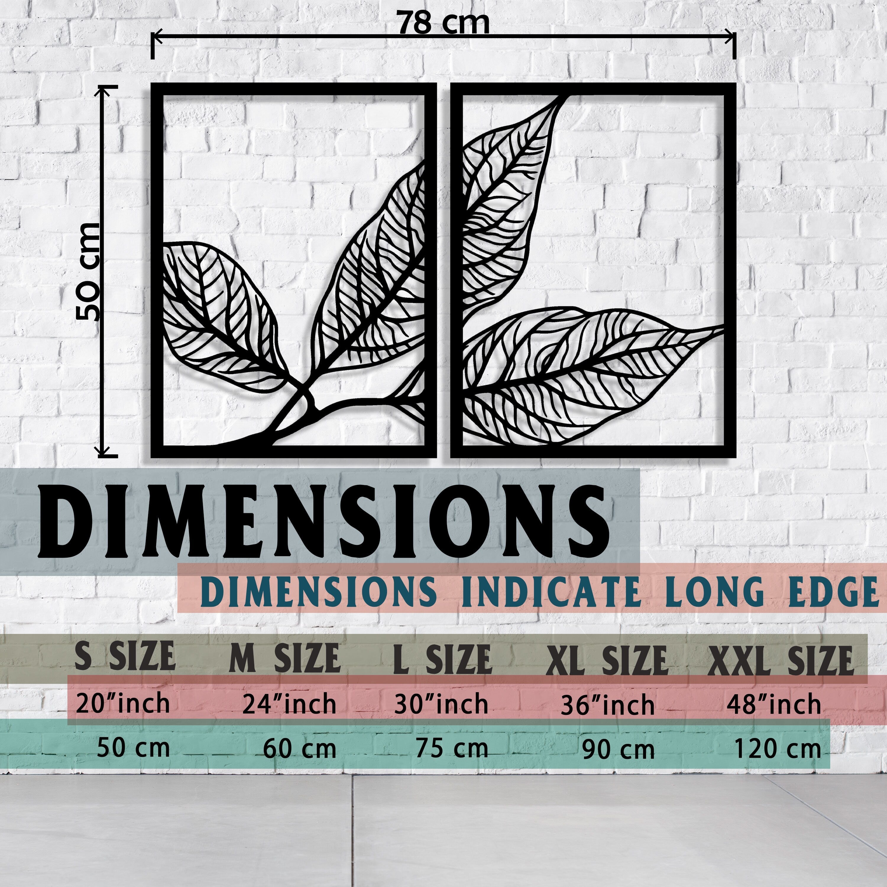 Modern Leaf Metal Wall Art - Yoga Room Decor - Unique Birthday Gift