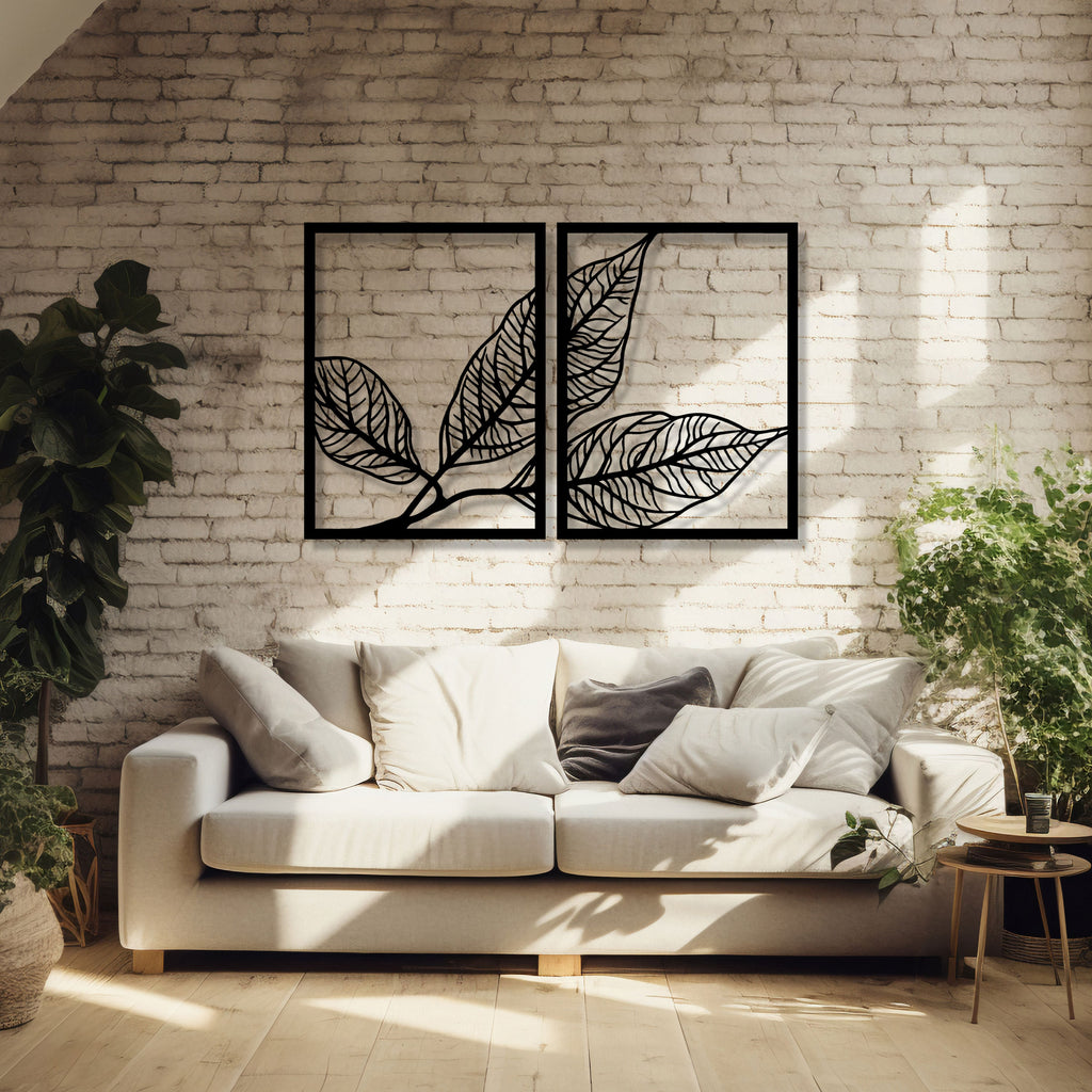 Modern Leaf Metal Wall Art - Yoga Room Decor - Unique Birthday Gift