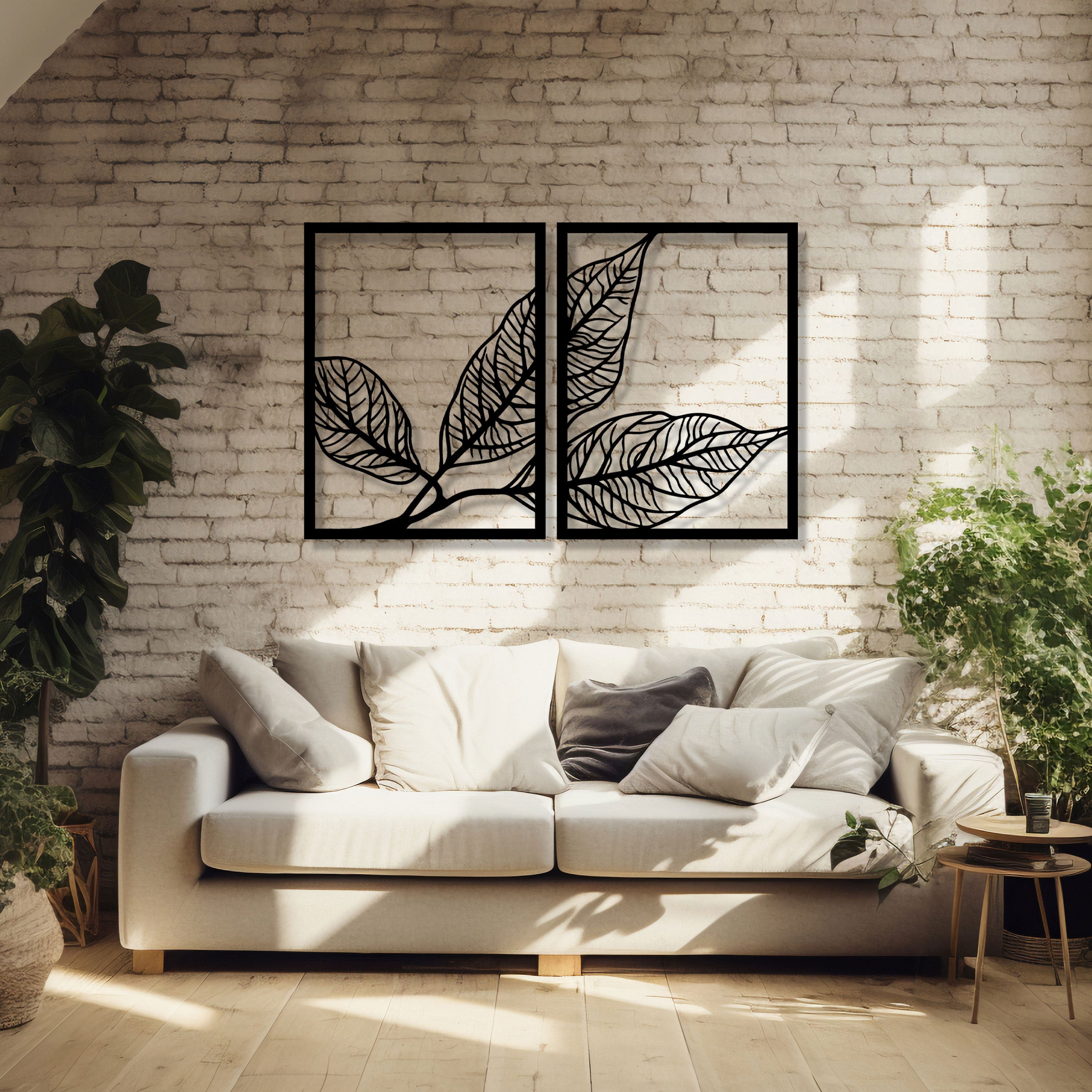 Modern Leaf Metal Wall Art - Yoga Room Decor - Unique Birthday Gift