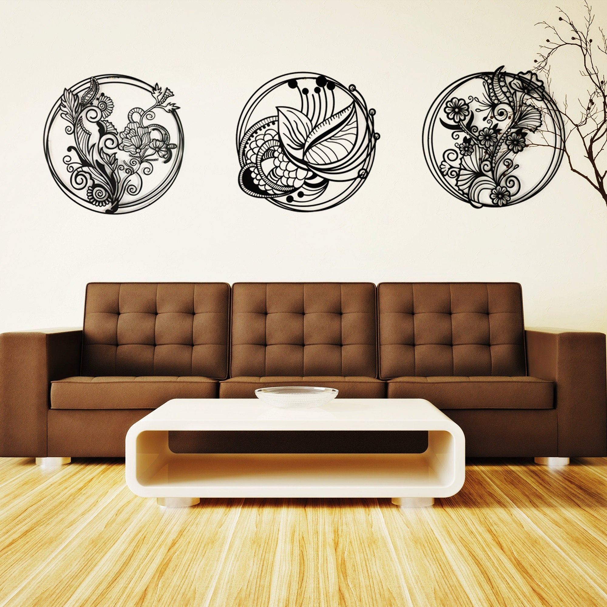 Set Of 3 Flower Garden Metal Wall Art, 3 Piece Flower Wall Decor Gift, Flower Decoration Art, Iron Flowers, Flower Ornament, Staircase Decor