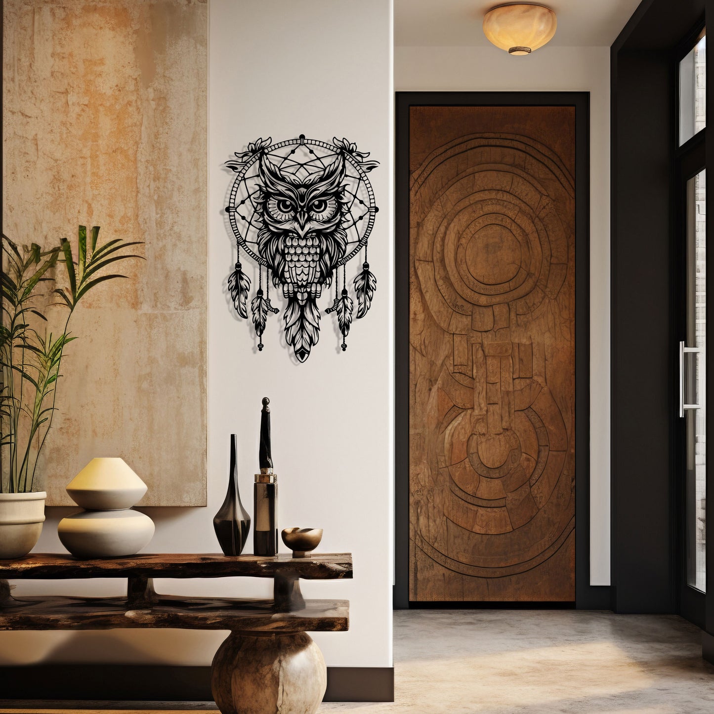 Owl Dreamcatcher Metal Wall Art, Modern Home Decor, Boho Style Wall Decor, Unique Dreamcatcher Gift, Bedroom Wall Art, Valentine's Day gift