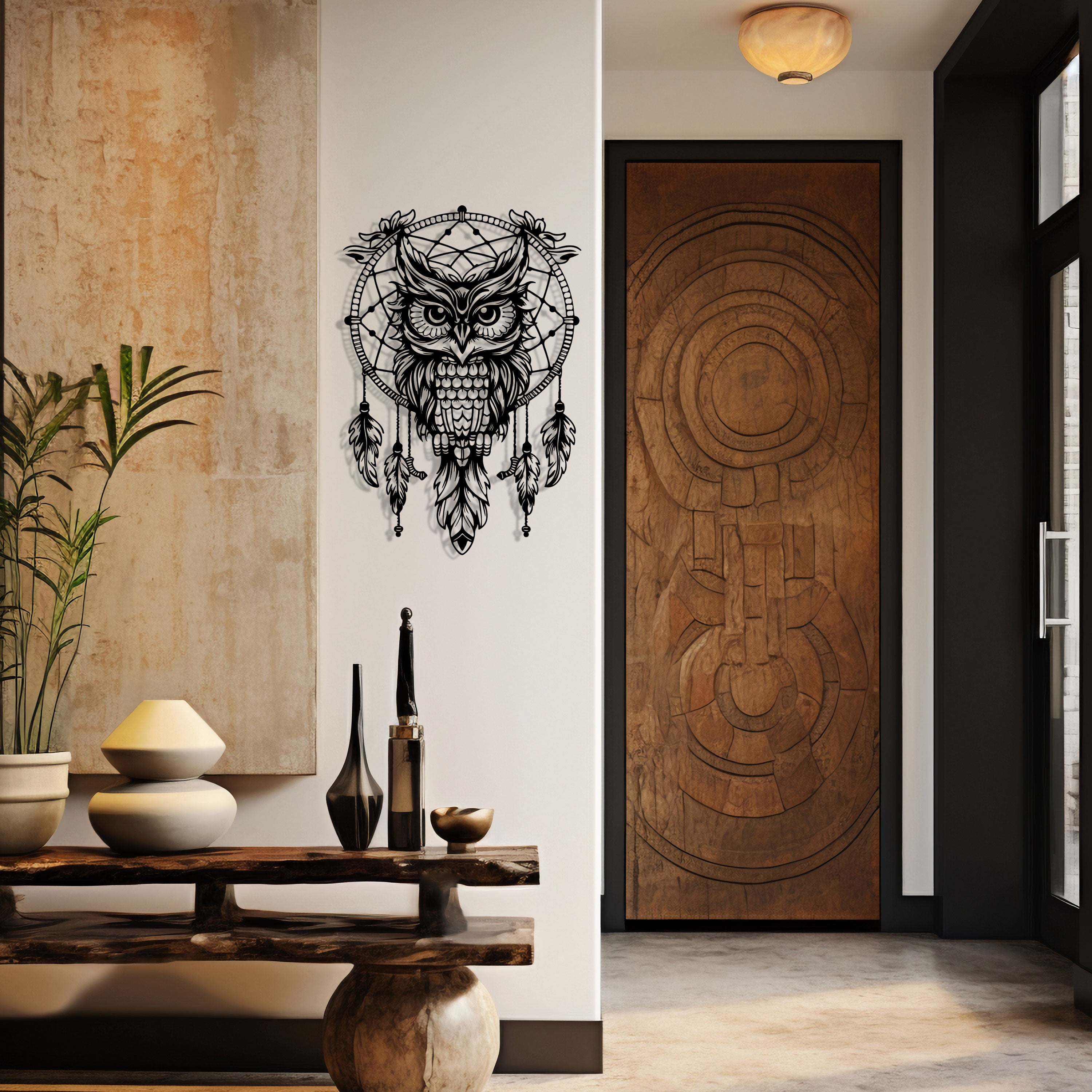 Owl Dreamcatcher Metal Wall Art - Boho Home Decor - Unique Birthday Gift