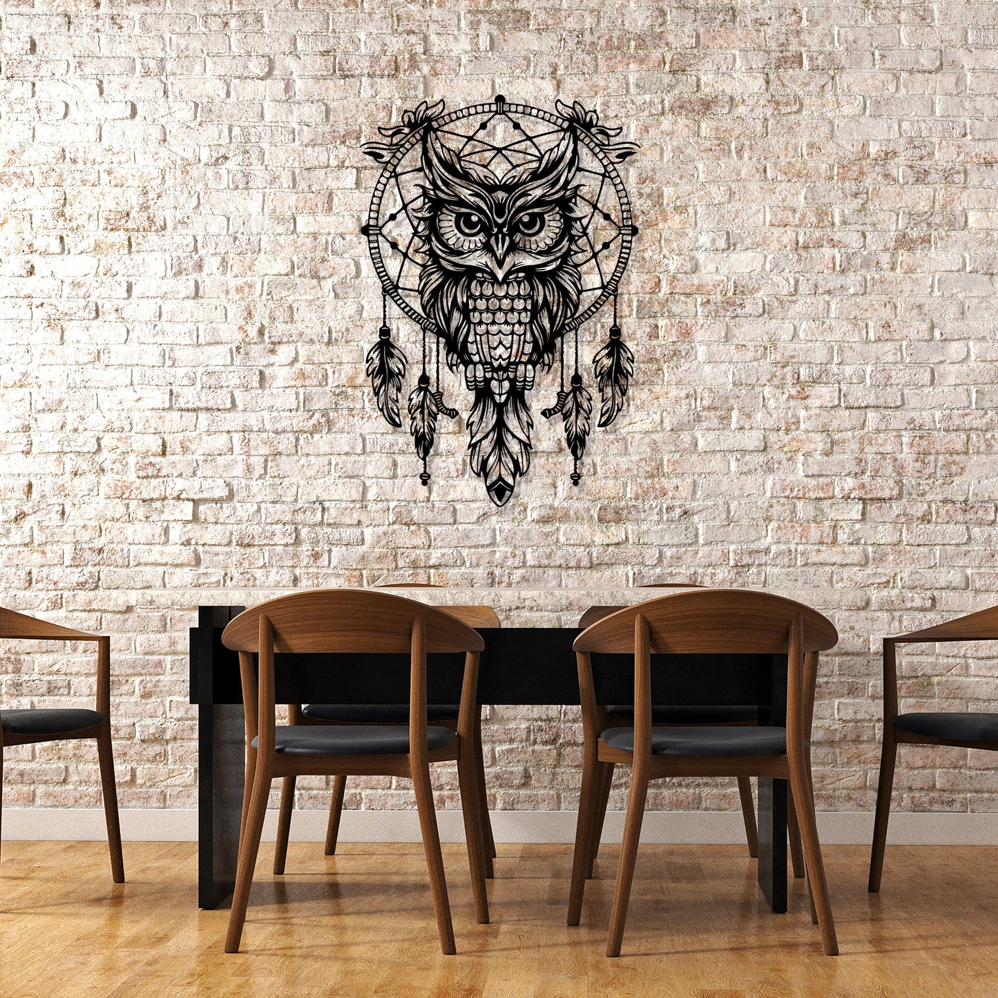 Owl Dreamcatcher Metal Wall Art, Modern Home Decor, Boho Style Wall Decor, Unique Dreamcatcher Gift, Bedroom Wall Art, Valentine's Day gift