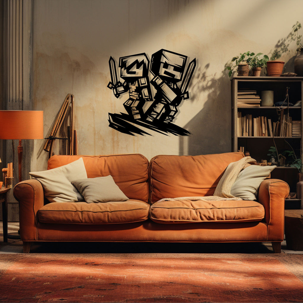 Minecraft Inspired Metal Wall Art, Modern Gamer Room Metal Decor, Minecraft Lovers Unique Birthday Gift, Best Gift, Valentine's Day gift