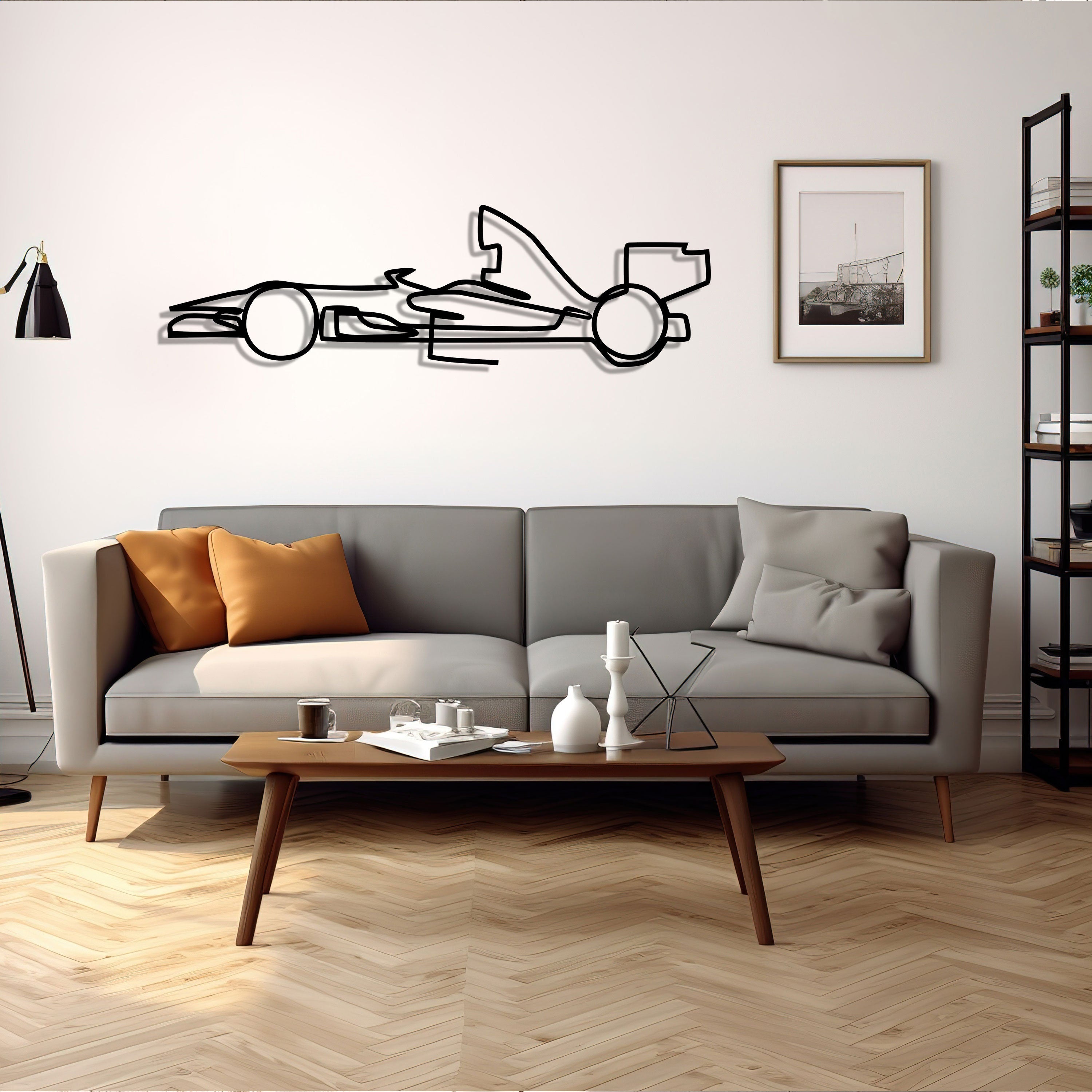 Formula 1 Racing Car Metal Wall Art: Modern 3D Silhouette