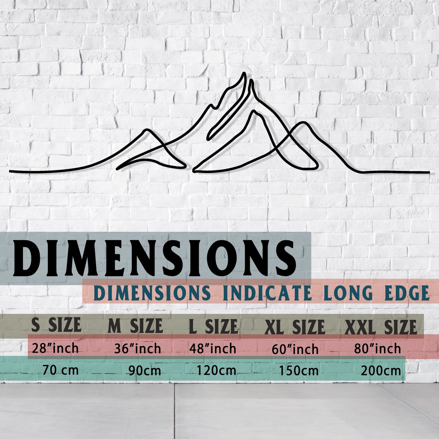 Minimalist Metal Mountain Wall Art - Modern Line Art Decor - Metal Wall Art for Home - Perfect Gift for Mountain Lovers - Valentine's Day