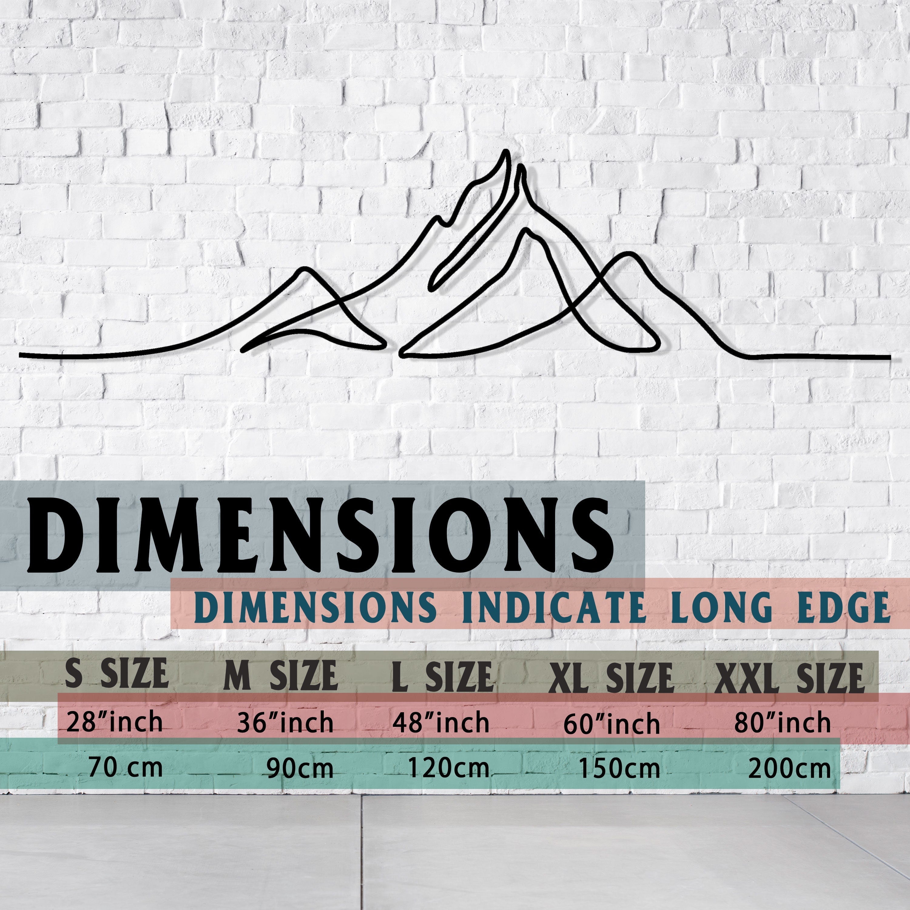 Minimalist Metal Mountain Wall Art - Modern Line Art Decor - Metal Wall Art for Home - Perfect Gift for Mountain Lovers - Valentine's Day
