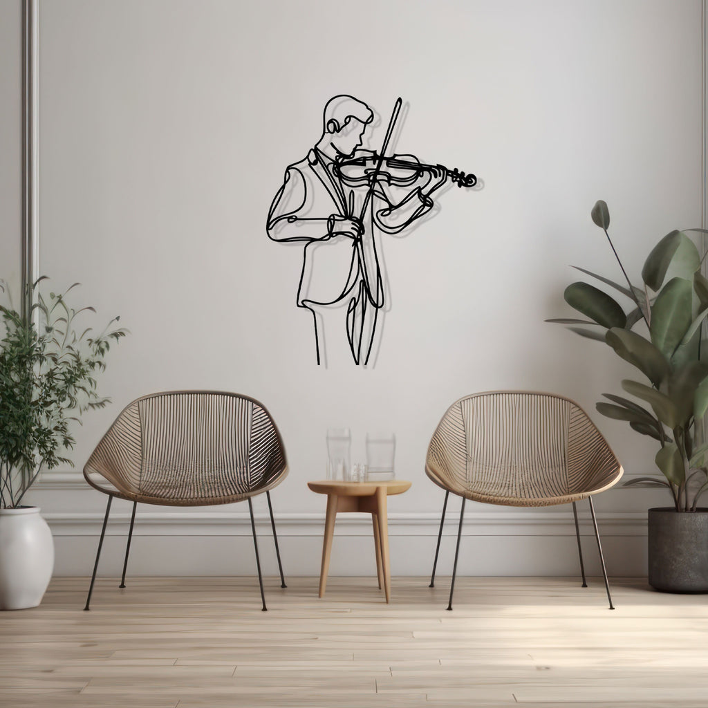 Violinist Metal Wall Line Art, Modern Line Art Decor, Violin Lover Unique Birthday Gift, Bestseller Gift, Housewarming, Valentine's Day gift