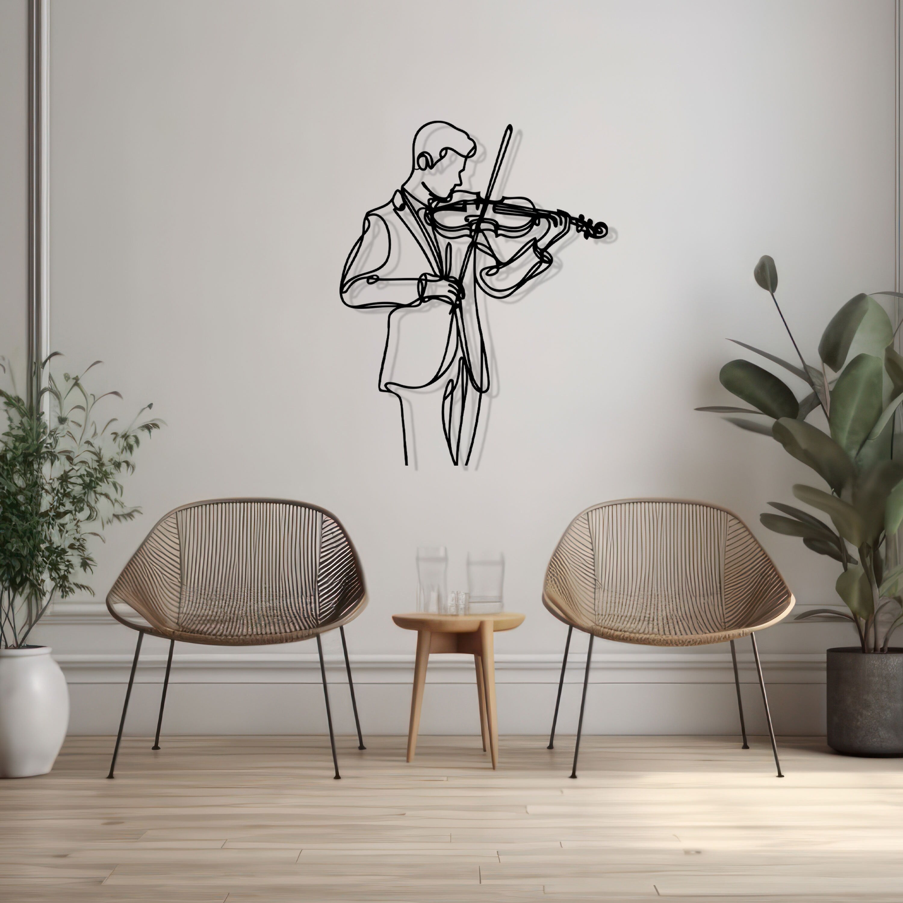 Violinist Metal Wall Line Art, Modern Line Art Decor, Violin Lover Unique Birthday Gift, Bestseller Gift, Housewarming, Valentine's Day gift