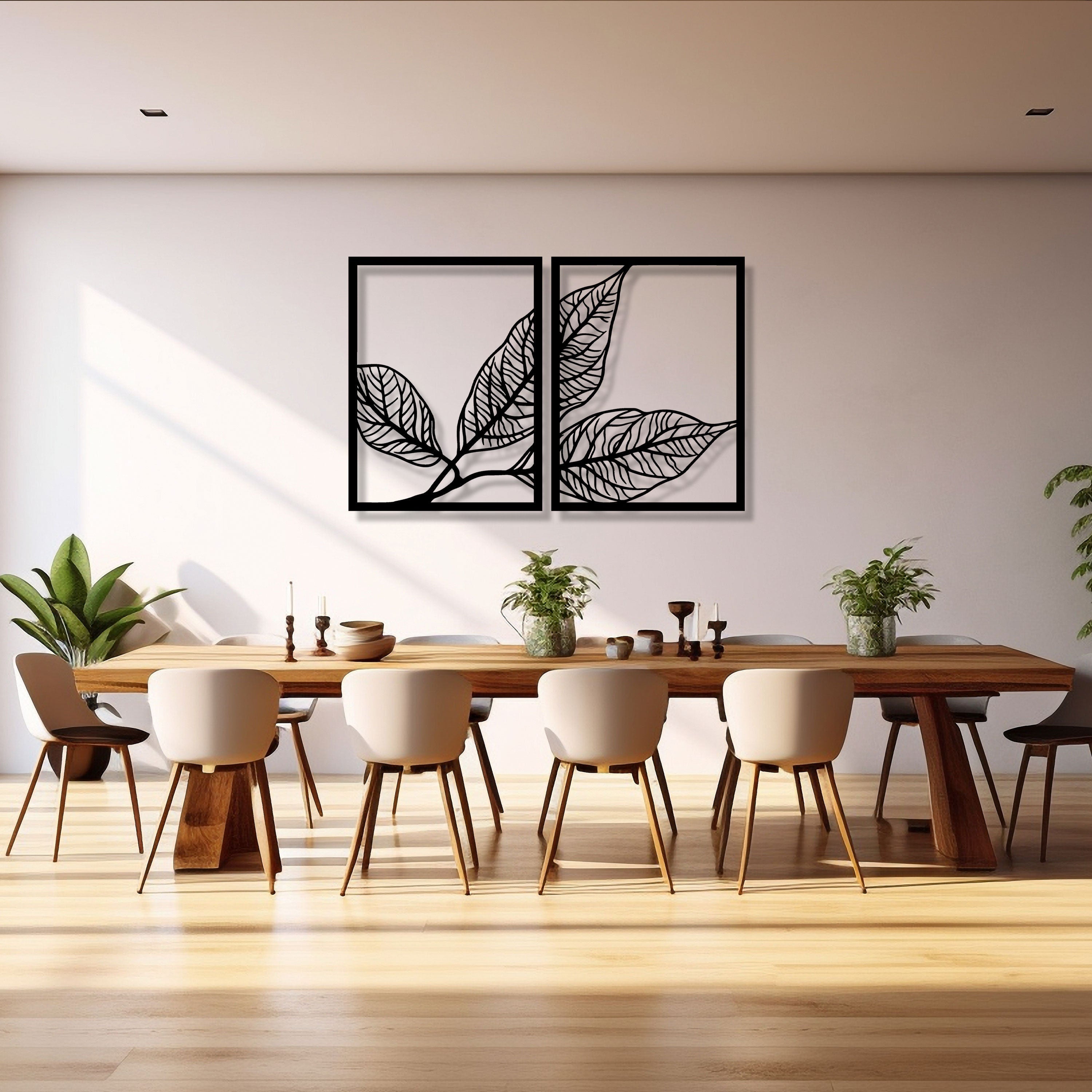 Modern Leaf Metal Wall Art - Yoga Room Decor - Unique Birthday Gift
