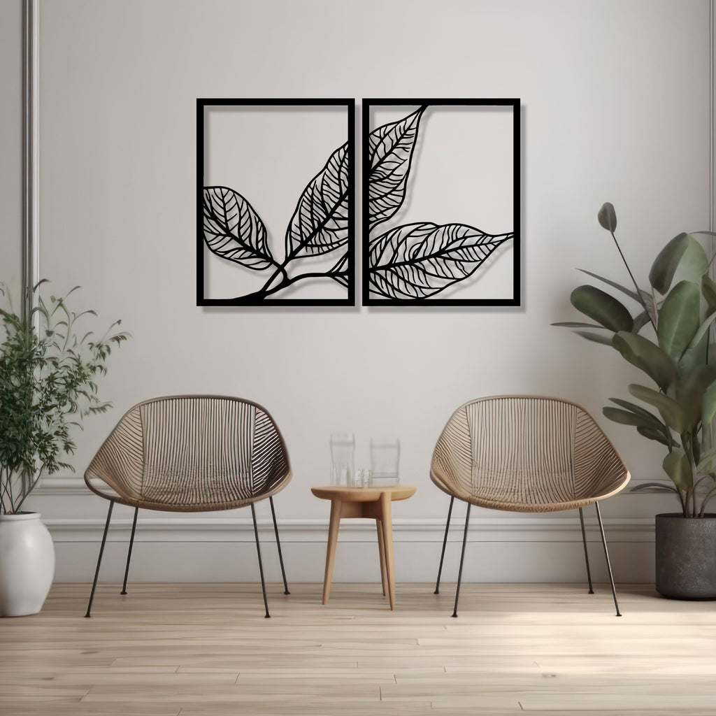 Modern Leaf Metal Wall Art - Yoga Room Decor - Unique Birthday Gift
