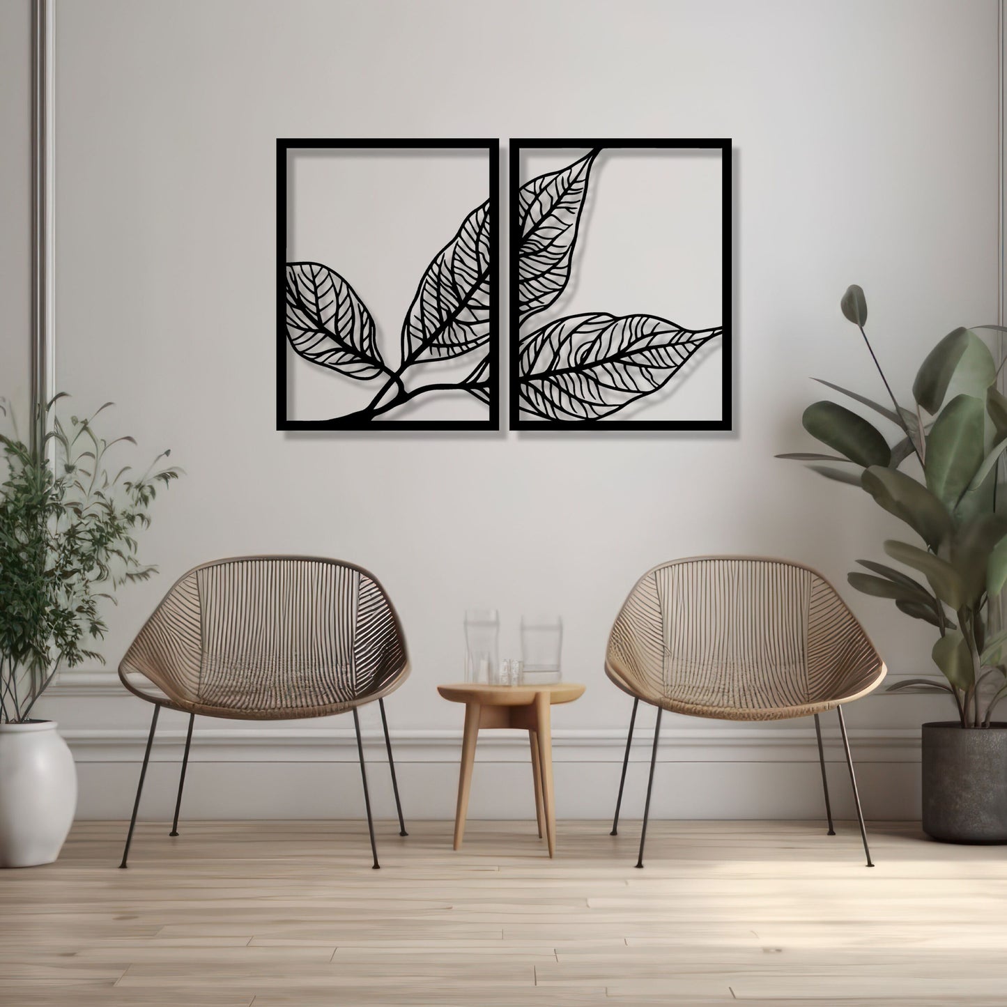 Leaves Metal Wall Art, Modern Leaf Metal Line Wall Art, Headboard Metal Wall Art, Yoga Room Deco, Unique Birthday Gift, Valentine's Day gift