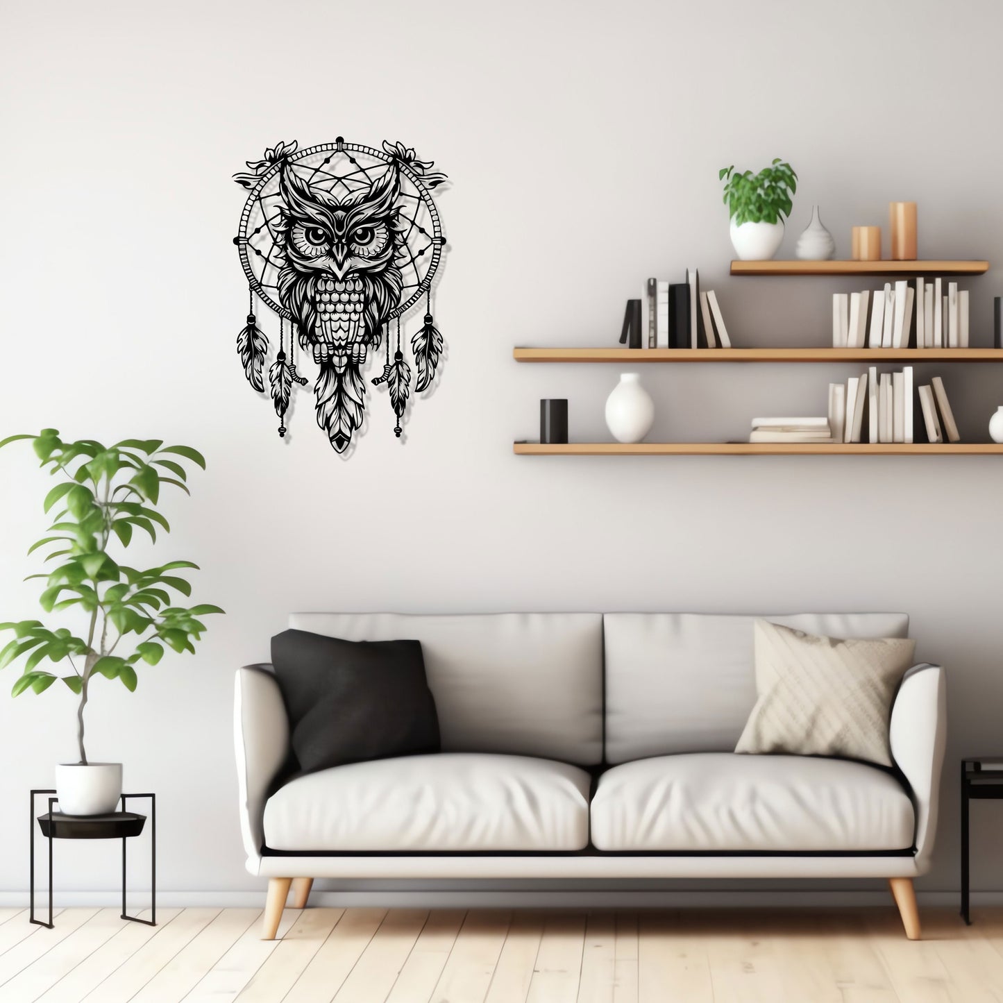 Owl Dreamcatcher Metal Wall Art, Modern Home Decor, Boho Style Wall Decor, Unique Dreamcatcher Gift, Bedroom Wall Art, Valentine's Day gift