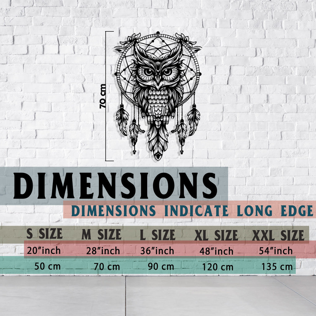 Owl Dreamcatcher Metal Wall Art - Boho Home Decor - Unique Birthday Gift