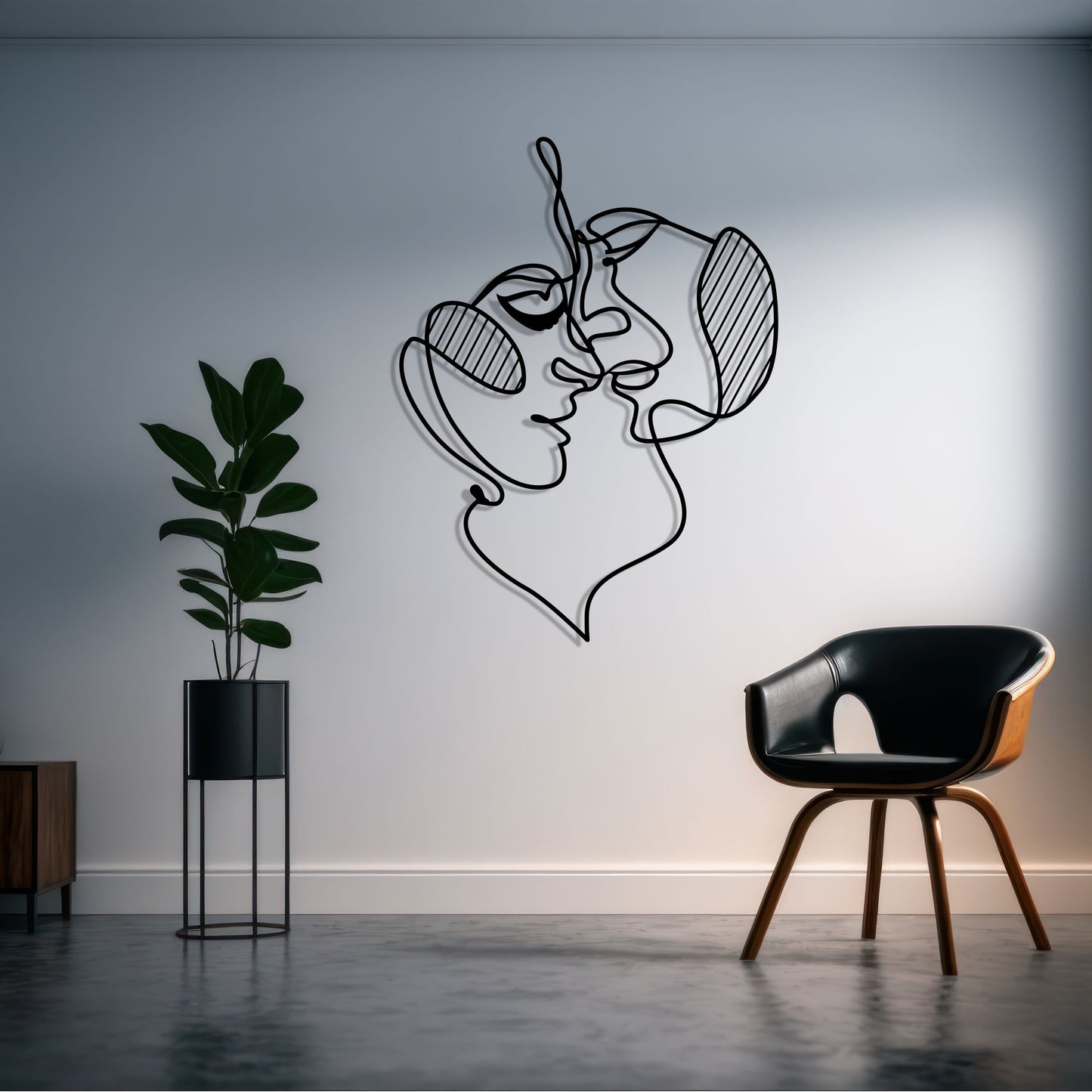 Couple Metal Line Wall Art, Minimalist Abstract Face Love Wall Decor, Unique Gift for Wedding and Anniversary Wall Art, Valentine's Day gift