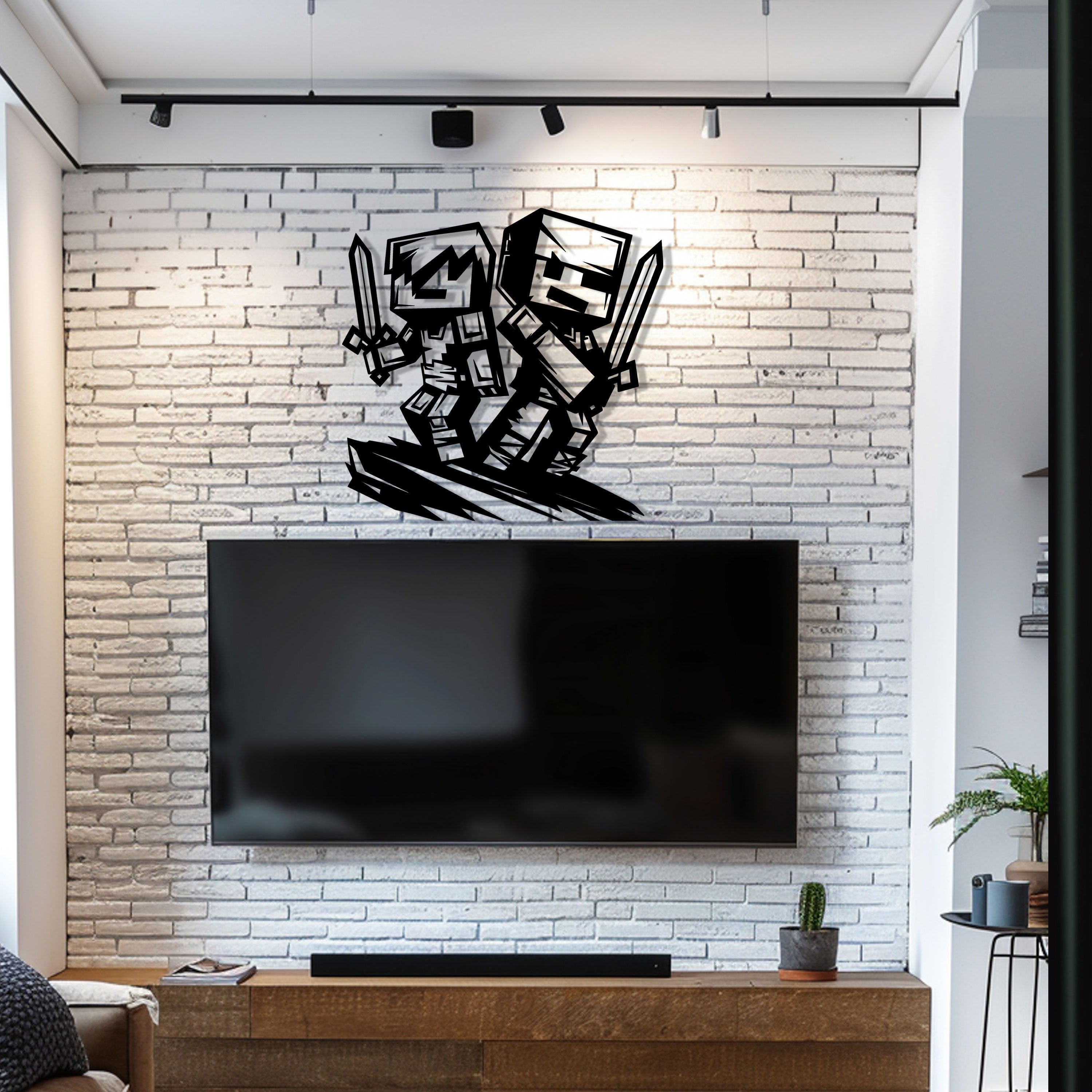 Minecraft Inspired Metal Wall Art, Modern Gamer Room Metal Decor, Minecraft Lovers Unique Birthday Gift, Best Gift, Valentine's Day gift