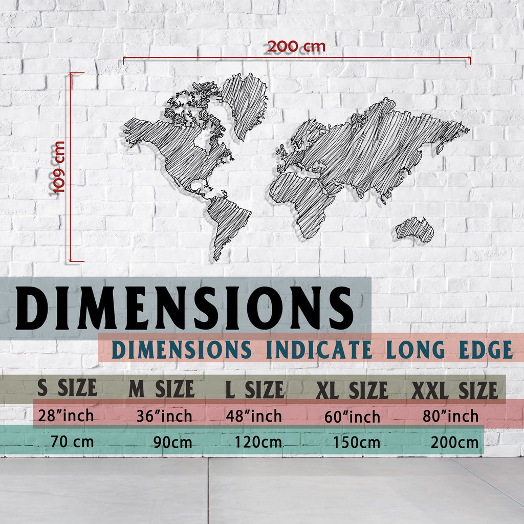 World Map Metal Wall Art, Unique Office Metal Decor, World Map Line Wall Art, Gift for Travel Lovers, Anniversary Gift, Valentine's Day gift