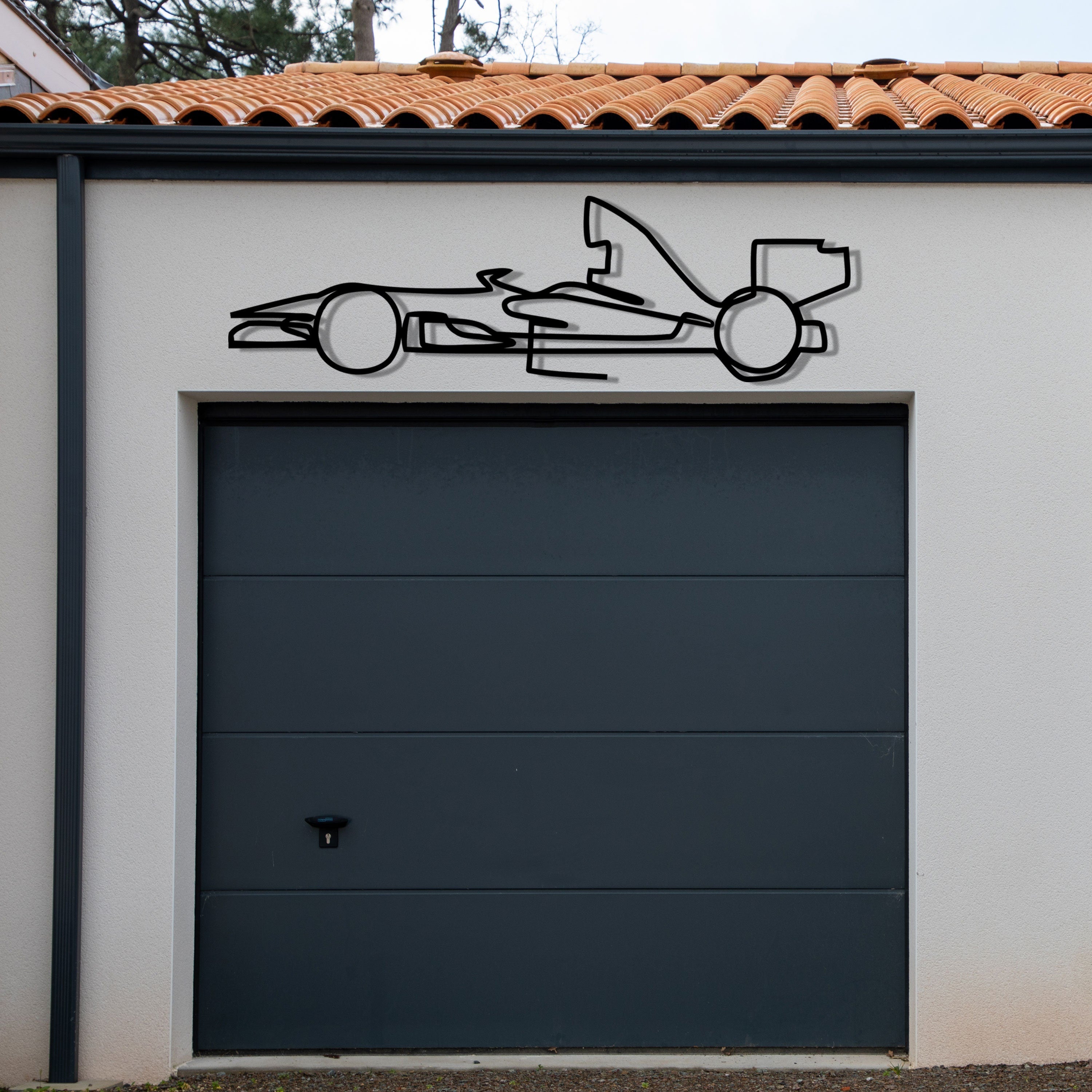 Formula 1 Racing Car Metal Wall Art: Modern 3D Silhouette