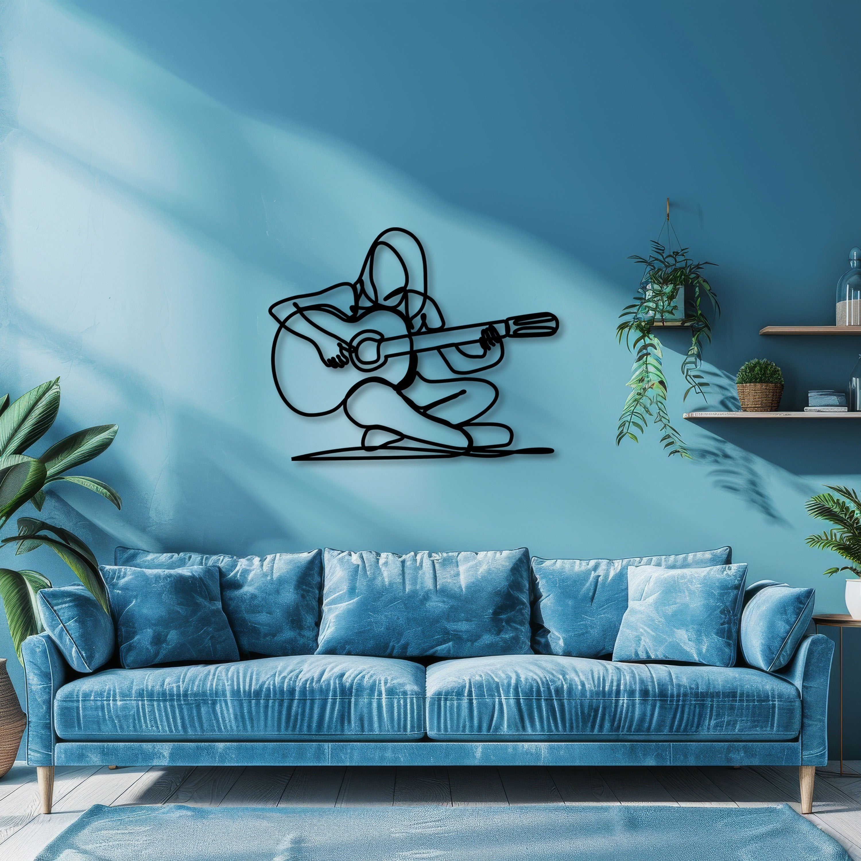 Woman Guitar Metal Line Art, Line Art Metal Woman Guitarist, Musicians Lovers Birthday Gift, Bestseller Gift, Gift for Her, iconic Line Art
