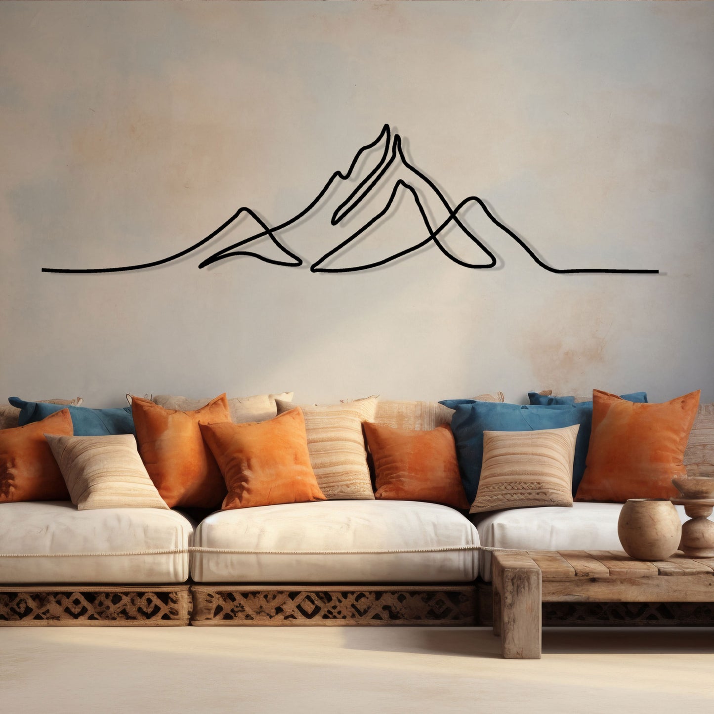 Minimalist Metal Mountain Wall Art - Modern Line Art Decor - Metal Wall Art for Home - Perfect Gift for Mountain Lovers - Valentine's Day