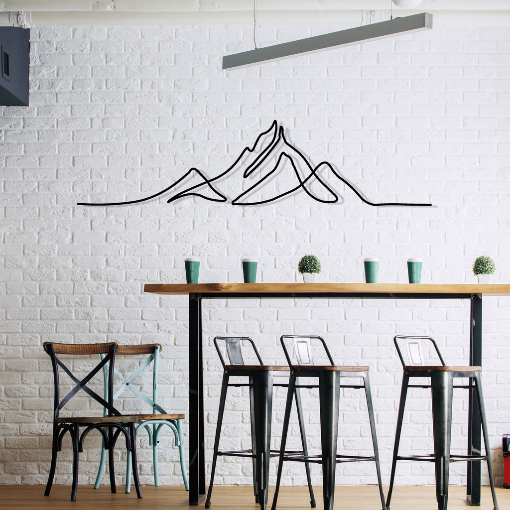 Minimalist Metal Mountain Wall Art - Modern Metal Home Decor -  Unique Birthday Gift -