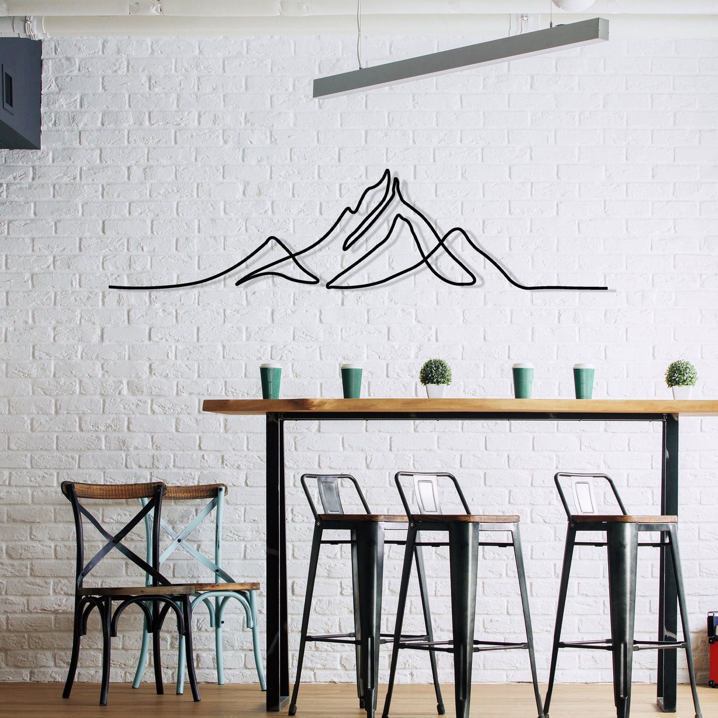 Minimalist Metal Mountain Wall Art - Modern Line Art Decor - Metal Wall Art for Home - Perfect Gift for Mountain Lovers - Valentine's Day