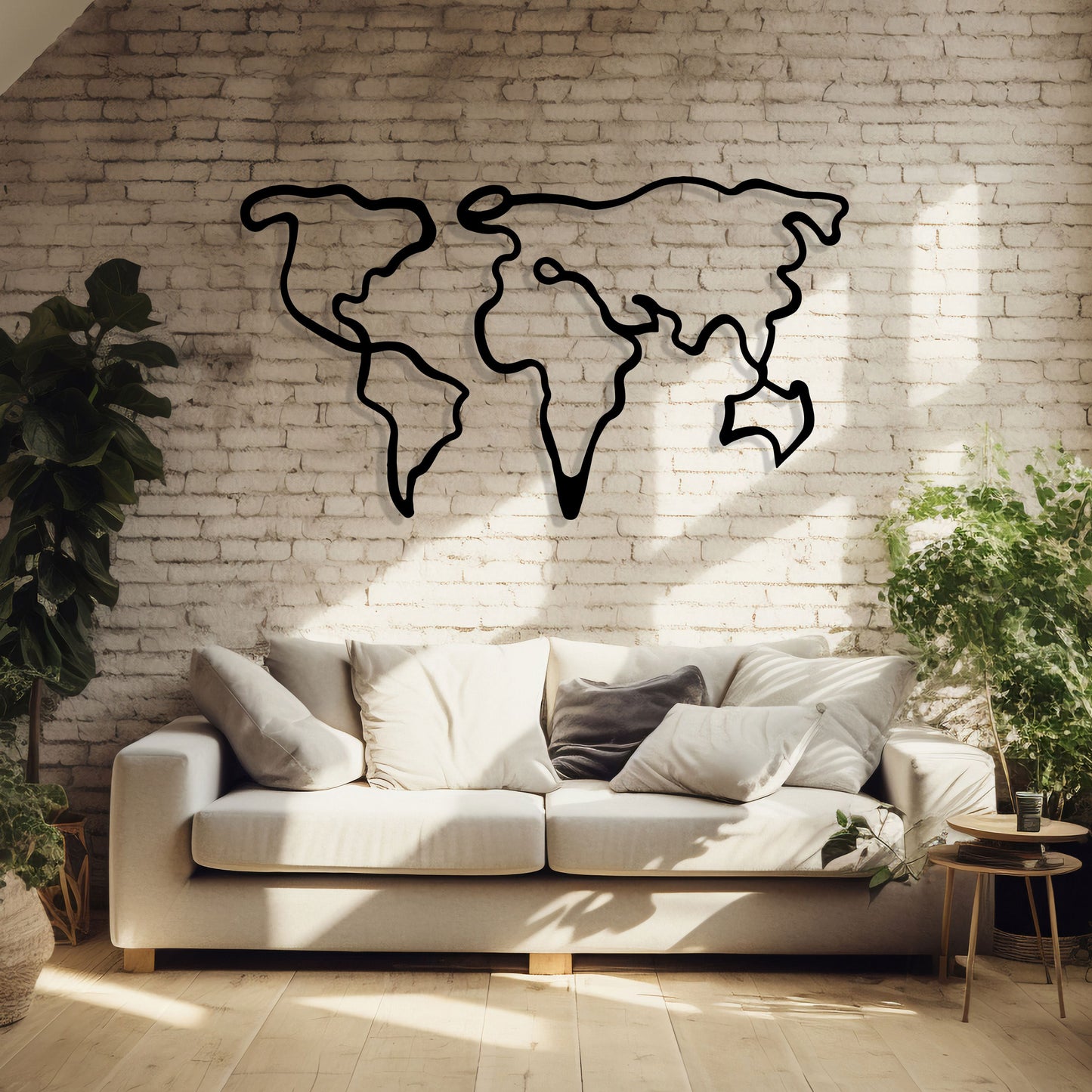 World Map Metal Wall Art, Office Metal World Map Decor, Unique Birhtday Gift, Meeting Room Decor, Line Art World Map, Valentine's Day gift
