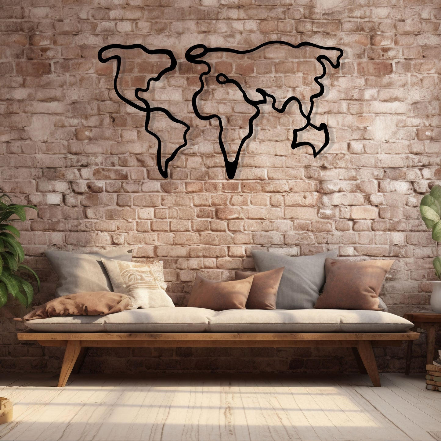 World Map Metal Wall Art, Office Metal World Map Decor, Unique Birhtday Gift, Meeting Room Decor, Line Art World Map, Valentine's Day gift