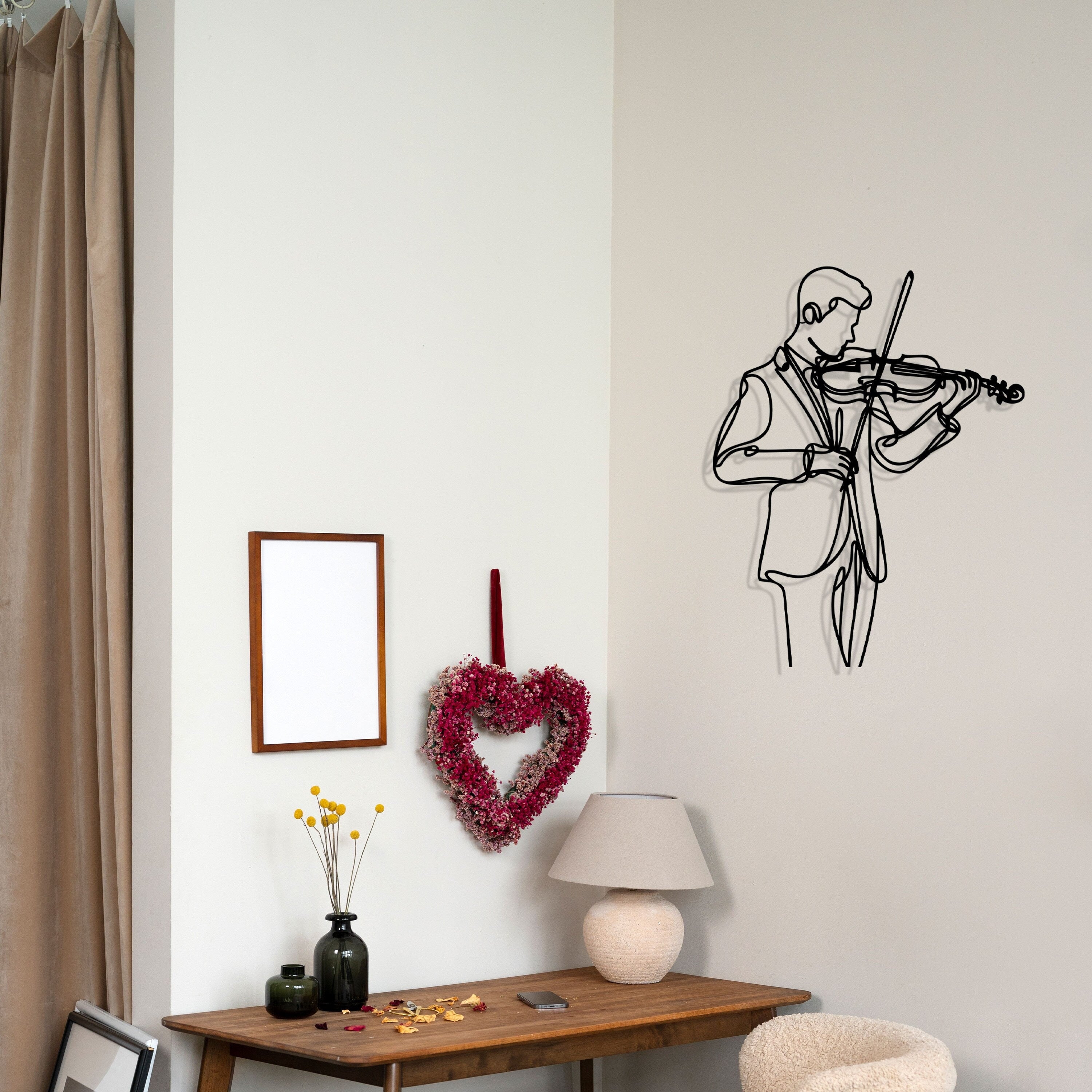 Violinist Metal Wall Line Art, Modern Line Art Decor, Violin Lover Unique Birthday Gift, Bestseller Gift, Housewarming, Valentine's Day gift