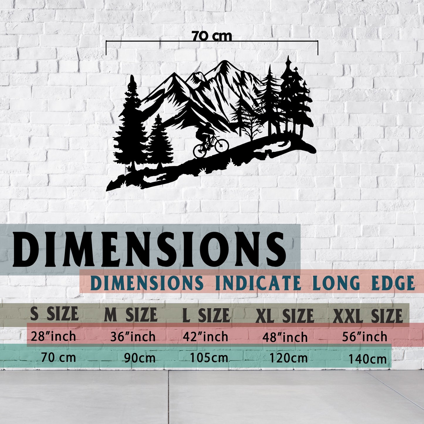 Mountain Metal Wall Art with Biker Design - Rustic Wall Decor for Home and Office - Camping Lovers Birthday gift - Outdoor Metal Wall Art