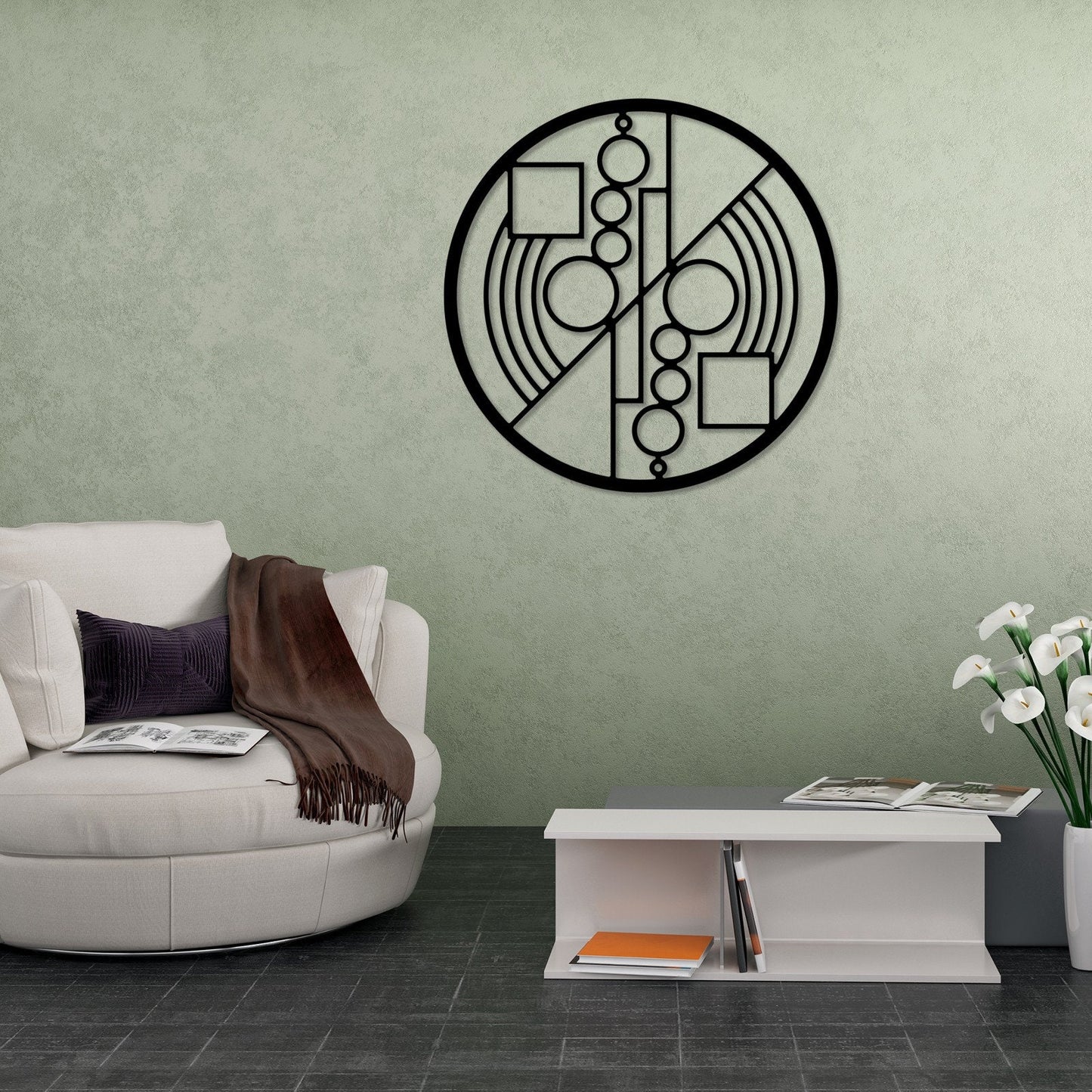 Geometric Metal Wall Art, Golden Ratio Metal Wall Decor, Spiral Metal Line Wall Art, Office Metal Wall Art, Custom Design Metal Wall Art