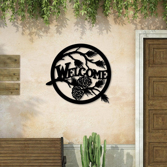 Welcome Metal Wall Art, Unique Home Porch Decor, New House Metal Gift, Welcome Metal Sign, Black Metal Wall Art, Gift for Her, Rustic Decor