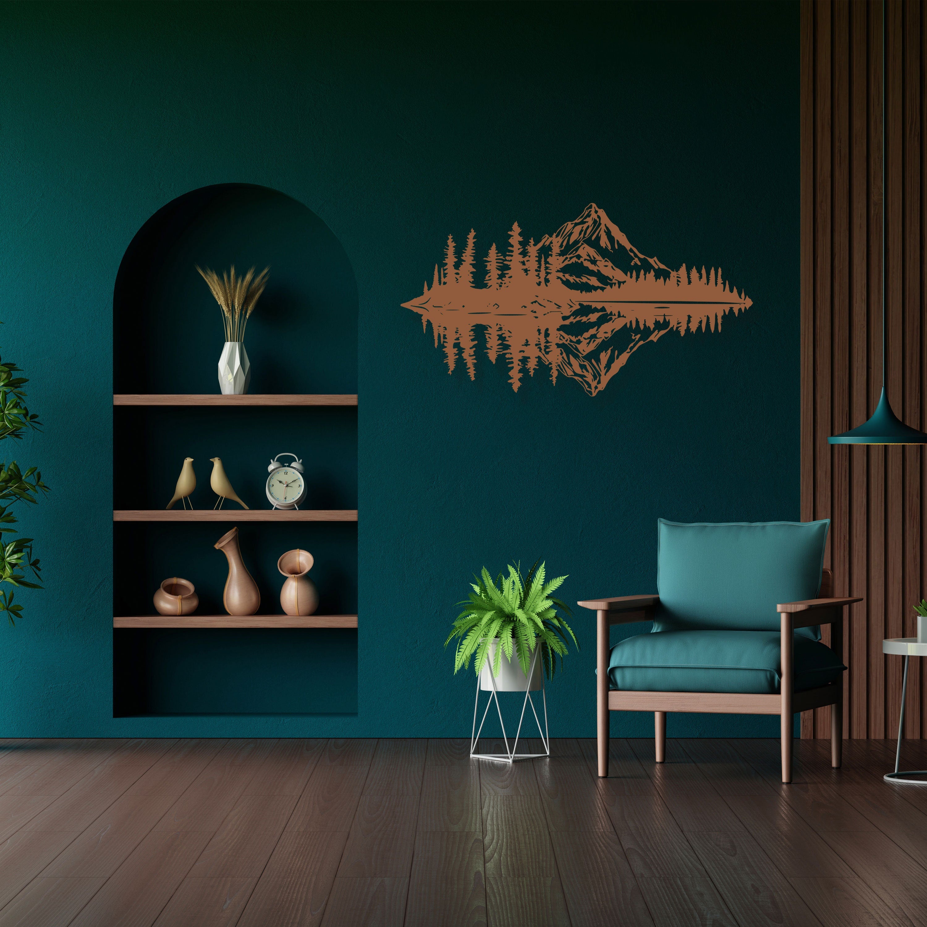 Mountain Lake Metal Wall Art - Pine Tree Lake Home Decor - Unique Birthday Gift