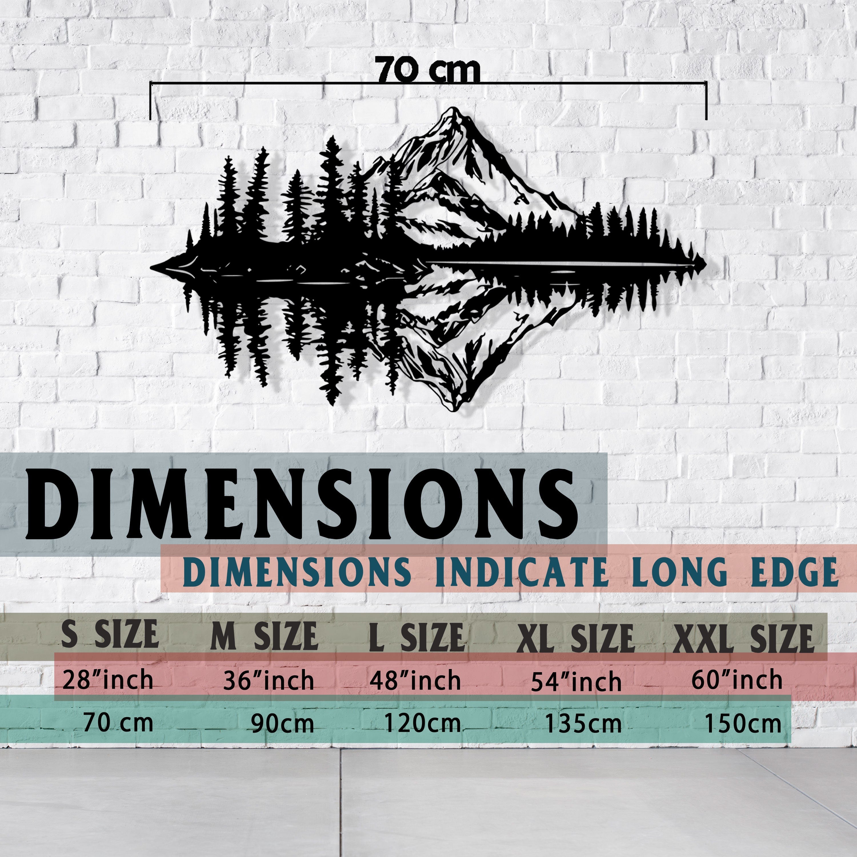 Mountain Lake Metal Wall Art - Pine Tree Lake Home Decor - Unique Birthday Gift