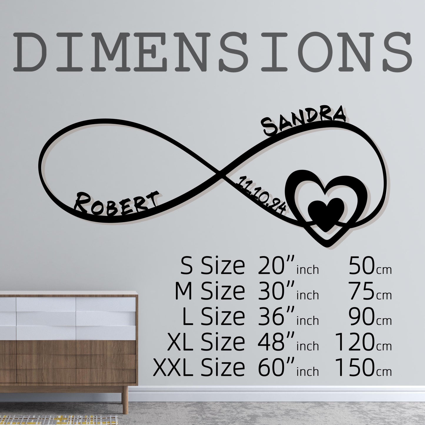 Customized Infinity Heart Metal Wall Art - Personalized Wedding Decor - Unique Anniversary Gift for Couples - Christmas Gift - Gift For Love