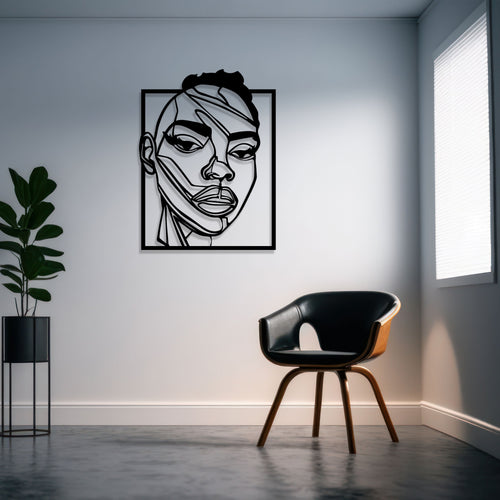 Abstract Metal Line Art - Modern Face Wall Decor - Unique Birthday Gift